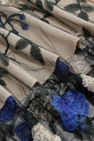 Laden Sie das Bild in den Galerie-Viewer, Blaues Rockabilly Kleid mit Stickerei