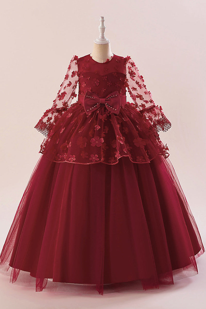 Laden Sie das Bild in den Galerie-Viewer, Rosa Tüll Mädchen Partykleid mit Applikationen