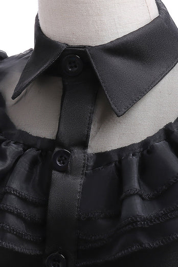 Schwarzer Tüll A Linie Mädchenkleid mit Gürtel