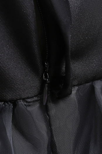 Schwarzer Tüll A Linie Mädchenkleid mit Gürtel