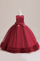 Laden Sie das Bild in den Galerie-Viewer, Ärmelloses A Linie Tüll Grünes Mädchenkleid mit Spitze