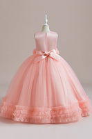 Laden Sie das Bild in den Galerie-Viewer, Ärmelloses A Linie Tüll Grünes Mädchenkleid mit Spitze