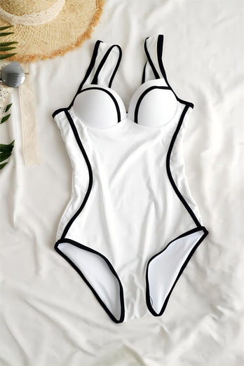 Herzausschnitt Ein Stück Hohe Taille Weißer Bikini
