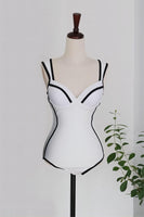 Laden Sie das Bild in den Galerie-Viewer, Herzausschnitt Ein Stück Hohe Taille Weißer Bikini