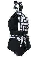 Laden Sie das Bild in den Galerie-Viewer, Neckholder Einteilige grüne Badebekleidung mit hoher Taille