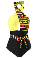 Laden Sie das Bild in den Galerie-Viewer, Neckholder Einteilige grüne Badebekleidung mit hoher Taille