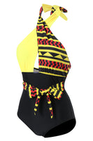 Laden Sie das Bild in den Galerie-Viewer, Neckholder Einteilige grüne Badebekleidung mit hoher Taille