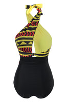 Laden Sie das Bild in den Galerie-Viewer, Neckholder Einteilige grüne Badebekleidung mit hoher Taille