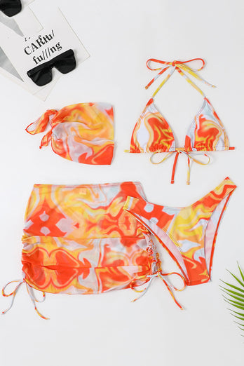 Neckholder Orange bedruckter Bikini