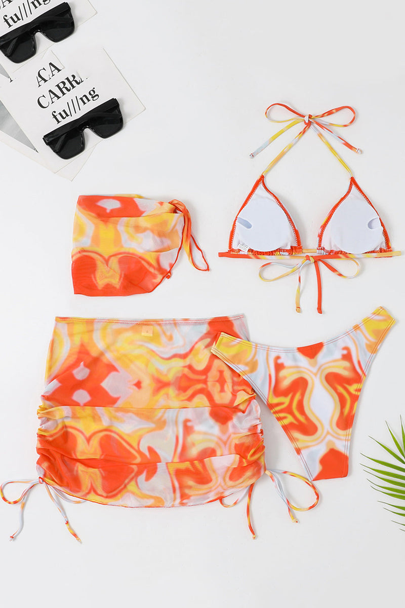 Laden Sie das Bild in den Galerie-Viewer, Neckholder Orange bedruckter Bikini