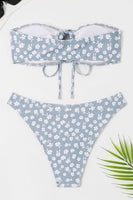 Laden Sie das Bild in den Galerie-Viewer, Zweiteiliger Tube Top Rosa Blumen Badeanzug