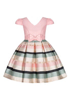 Laden Sie das Bild in den Galerie-Viewer, A-Linie rotes Mädchenkleid mit V-Ausschnitt und Kappenärmeln