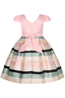 Laden Sie das Bild in den Galerie-Viewer, A-Linie rotes Mädchenkleid mit V-Ausschnitt und Kappenärmeln