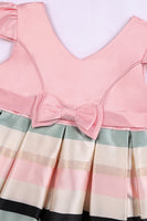 Laden Sie das Bild in den Galerie-Viewer, A-Linie rotes Mädchenkleid mit V-Ausschnitt und Kappenärmeln