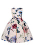 Laden Sie das Bild in den Galerie-Viewer, A Linie Jewel Hals Hellblau bedrucktes Mädchen Kleid
