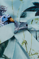 Laden Sie das Bild in den Galerie-Viewer, A Linie Jewel Hals Hellblau bedrucktes Mädchen Kleid