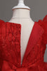 Laden Sie das Bild in den Galerie-Viewer, A Linie Jewel Hals Rotes Mädchen Kleid mit Schleife