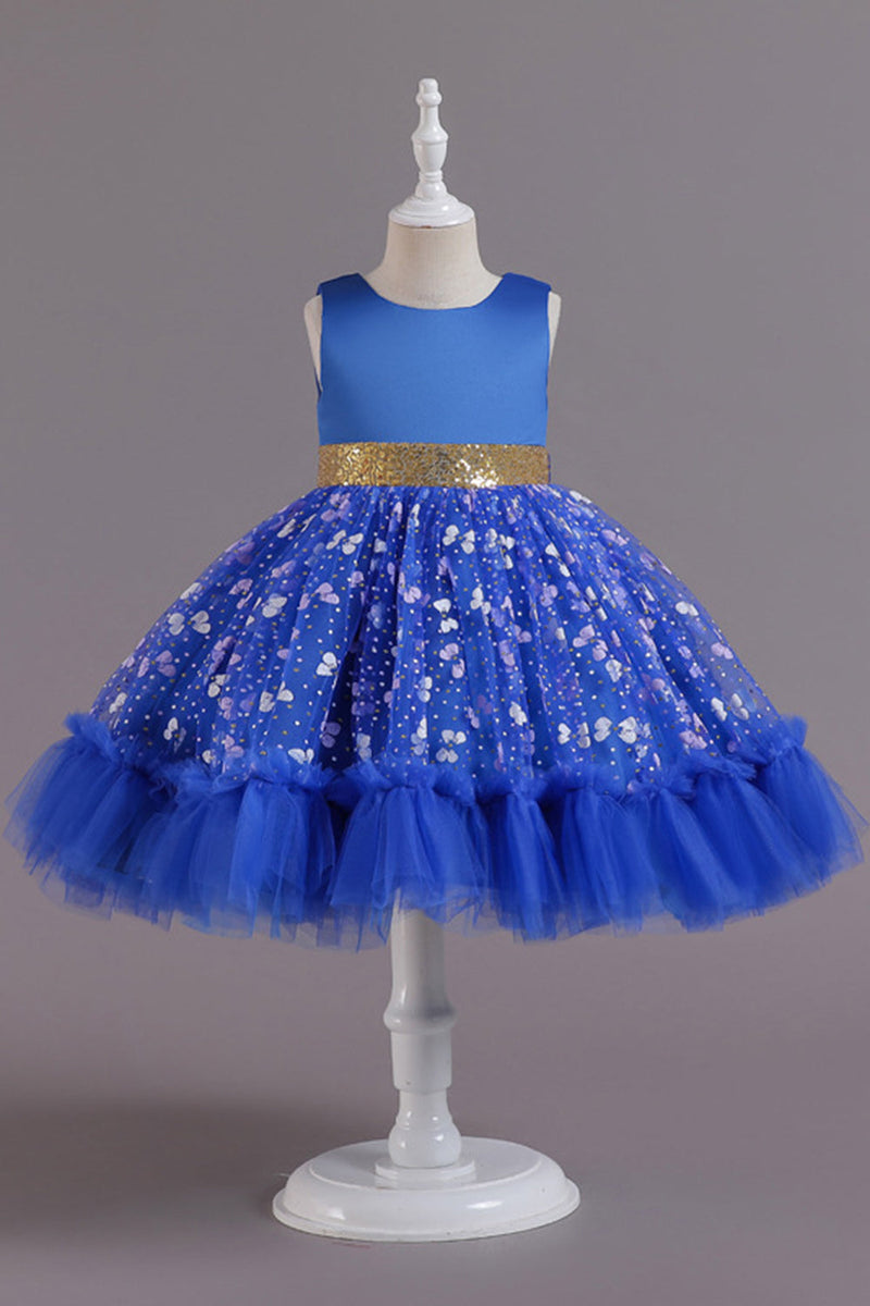 Laden Sie das Bild in den Galerie-Viewer, A LinIe Jewel Hals Rosa Mädchen Party Kleid mit Applikationen