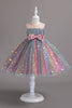 Laden Sie das Bild in den Galerie-Viewer, A Linie Jewel Hals Blush Mädchen Party Kleid mit Schleife