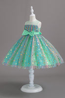 Laden Sie das Bild in den Galerie-Viewer, A Linie Jewel Hals Blush Mädchen Party Kleid mit Schleife