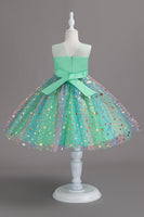 Laden Sie das Bild in den Galerie-Viewer, A Linie Jewel Hals Blush Mädchen Party Kleid mit Schleife