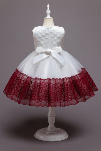 Rosa ärmelloses Blumentüllkleid Mädchen Kleid mit Schleife