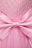 Laden Sie das Bild in den Galerie-Viewer, Blaues langes Tüll Mädchenkleid mit Rundhals