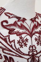 Laden Sie das Bild in den Galerie-Viewer, Marineblaues ärmelloses A Linie Stickerei Mädchen Kleid