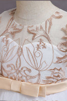 Laden Sie das Bild in den Galerie-Viewer, Marineblaues ärmelloses A Linie Stickerei Mädchen Kleid