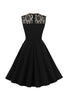 Laden Sie das Bild in den Galerie-Viewer, Schwarzes Swing 1950er Jahre Kleid mit Spitze