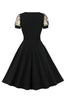 Laden Sie das Bild in den Galerie-Viewer, Schwarzes Rockabilly Kleid mit kurzen Ärmeln