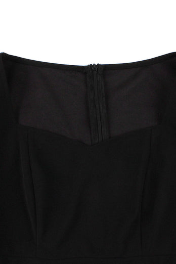 Schwarzes Rockabilly Kleid mit kurzen Ärmeln