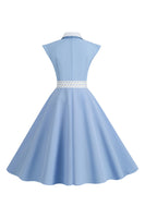 Laden Sie das Bild in den Galerie-Viewer, Schwarzes Polka Dots Rockabilly Kleid mit Schleife