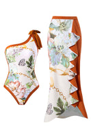 Laden Sie das Bild in den Galerie-Viewer, Einteilige Bademode mit hoher Taille und Strandrock