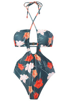 Laden Sie das Bild in den Galerie-Viewer, Einteiliger Neckholder Bikini mit Schlüsselloch und Strandrock