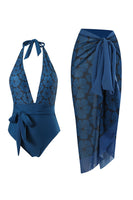 Laden Sie das Bild in den Galerie-Viewer, Neckholder Grün Einteilige Bademode mit Strandrock