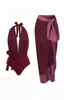 Laden Sie das Bild in den Galerie-Viewer, Neckholder Grün Einteilige Bademode mit Strandrock