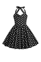 Laden Sie das Bild in den Galerie-Viewer, Neckholder Rotes Vintage Polka Dot 50er Jahre Mädchen Kleid mit Schleife