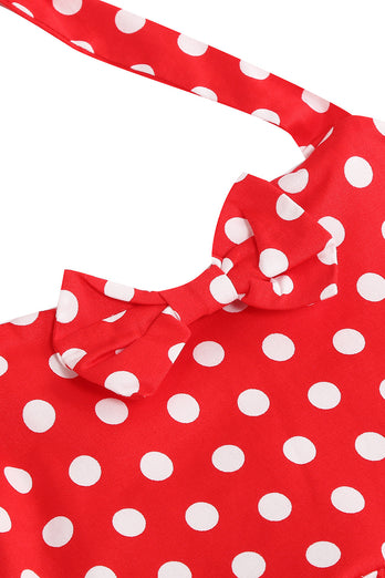 Neckholder Rotes Vintage Polka Dot 50er Jahre Mädchen Kleid mit Schleife