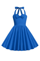 Laden Sie das Bild in den Galerie-Viewer, Neckholder Rotes Vintage Mädchen Kleid mit Schleife