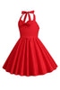 Laden Sie das Bild in den Galerie-Viewer, Neckholder Rotes Vintage Mädchen Kleid mit Schleife