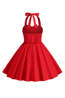 Neckholder Rotes Vintage Mädchen Kleid mit Schleife