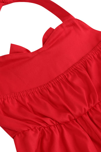 Neckholder Rotes Vintage Mädchen Kleid mit Schleife