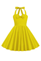 Laden Sie das Bild in den Galerie-Viewer, Neckholder Rotes Vintage Mädchen Kleid mit Schleife