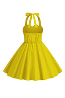 Laden Sie das Bild in den Galerie-Viewer, Neckholder Rotes Vintage Mädchen Kleid mit Schleife