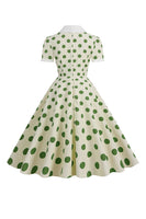 Laden Sie das Bild in den Galerie-Viewer, Rotes Polka Dots Vintage Kleid mit kurzen Ärmeln