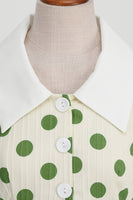 Laden Sie das Bild in den Galerie-Viewer, Rotes Polka Dots Vintage Kleid mit kurzen Ärmeln