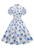 Laden Sie das Bild in den Galerie-Viewer, Weißes Vinrage Kleid mit kurzen Ärmeln