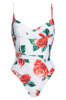 Laden Sie das Bild in den Galerie-Viewer, Spaghettiträger Hohe Taille Rot Einteilige Bademode