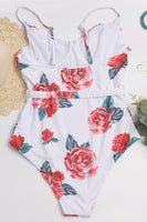 Laden Sie das Bild in den Galerie-Viewer, Spaghettiträger Hohe Taille Rot Einteilige Bademode